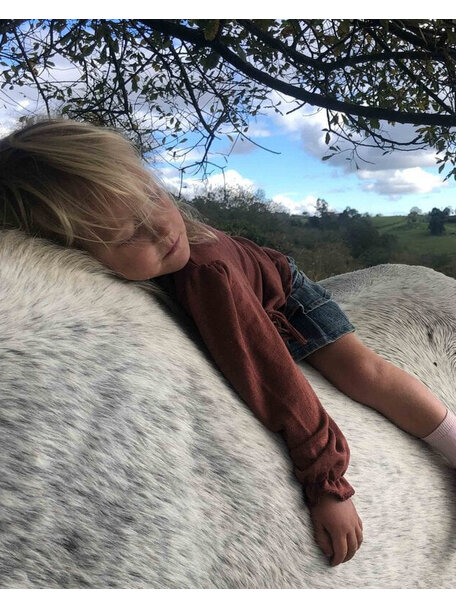 Unaduna Girls' blouse pointelle wool/silk - henna dune