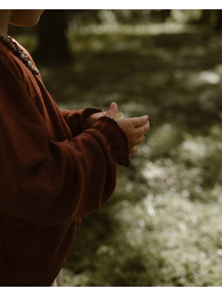 Unaduna Girls' blouse pointelle wool/silk - henna dune