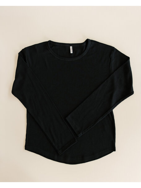 Unaduna Relaxed-fit longsleeve Mari rib pattern wool - black