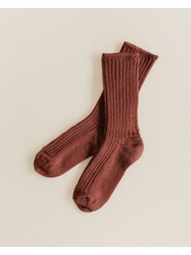 Unaduna Thick women's and men's socks made of wool - henna dune