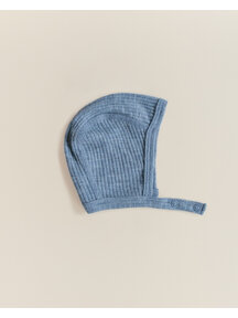 Unaduna Bonnet of wool with press stud rib  - nila
