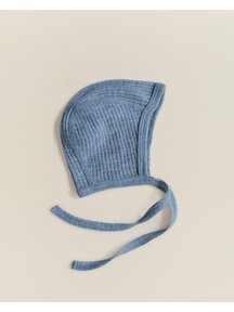 Unaduna Baby bonnet of wool rib - nila
