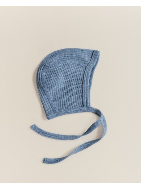 Unaduna Baby bonnet of wool rib - nila
