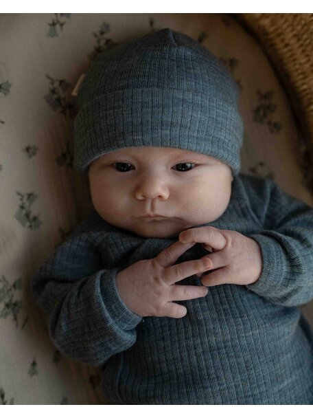 Unaduna Baby hat rib wool - nila
