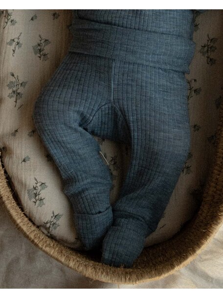Unaduna Baby pants 2 in 1 feet wool rib - nila