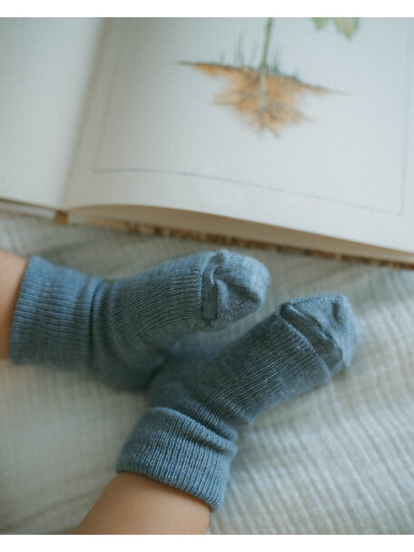 Unaduna Tiny rib children's socks made of wool - nila