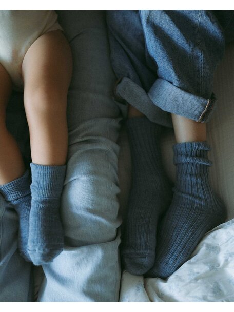 Unaduna Tiny rib children's socks made of wool - nila