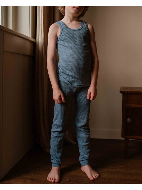 Unaduna Kids leggings of wool rib - nila