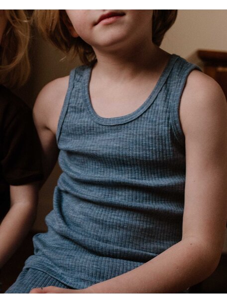 Unaduna Kids undershirt of wool rib - nila