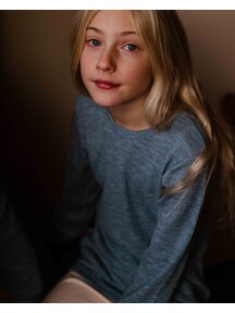 Unaduna Kids longsleeve of  wool rib - nila