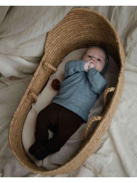 Unaduna Baby wrap-around cardigan of wool rib - nila