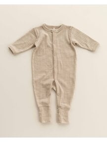 Unaduna Onesie rib 2 in 1 feet wool/silk - maca