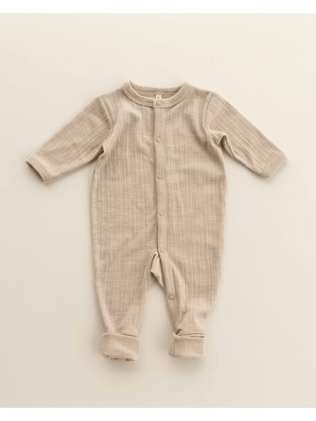 Unaduna Onesie rib 2 in 1 feet wool/silk - maca