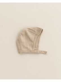 Unaduna Bonnet with press stud rib wool/silk - maca