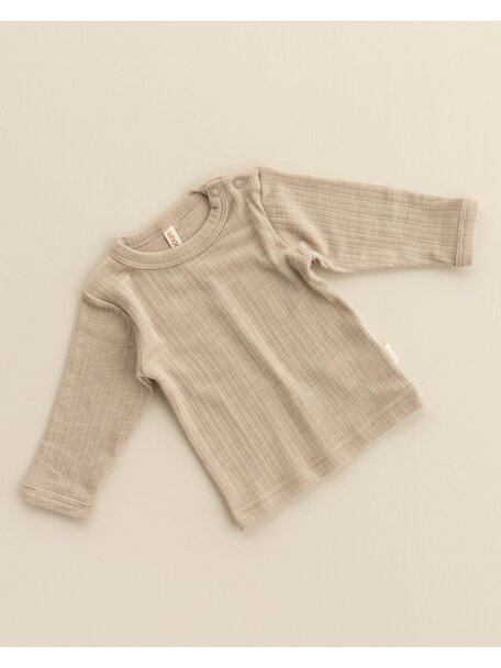 Unaduna Baby shirt rib wool/silk - maca