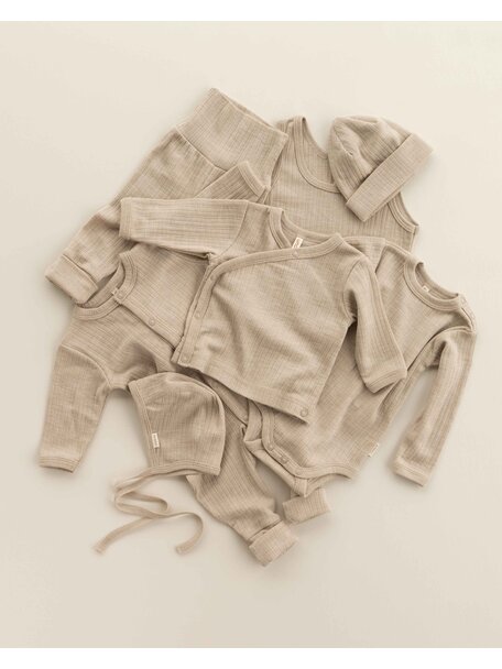 Unaduna Baby shirt rib wool/silk - maca