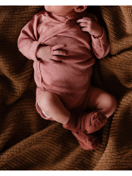 Unaduna Wrap around body pointelle wool/silk - cameo rose