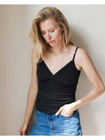 Unaduna Women's Chemise pointelle wool/silk - ebony