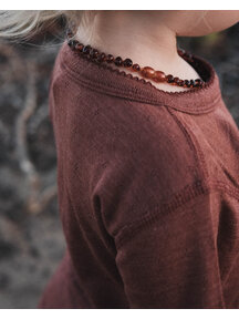 Unaduna Baby blouse pointelle wool/silk - henna dune