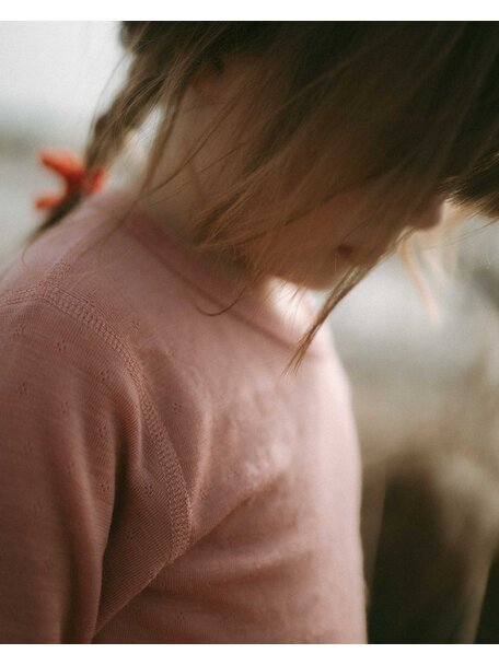 Unaduna Shirt longsleeves pointelle wool/silk - cameo rose