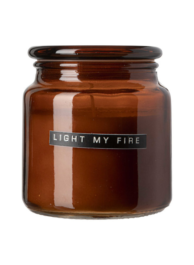 Grote geurkaars  glas ' light my fire'