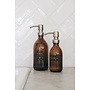 Handzeep bamboe bruin glas messing pomp 250ml 'may all your troubles be bubbles'