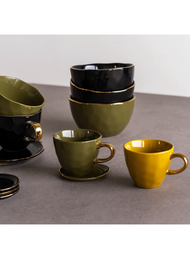 Good Morning cup coffee amber green