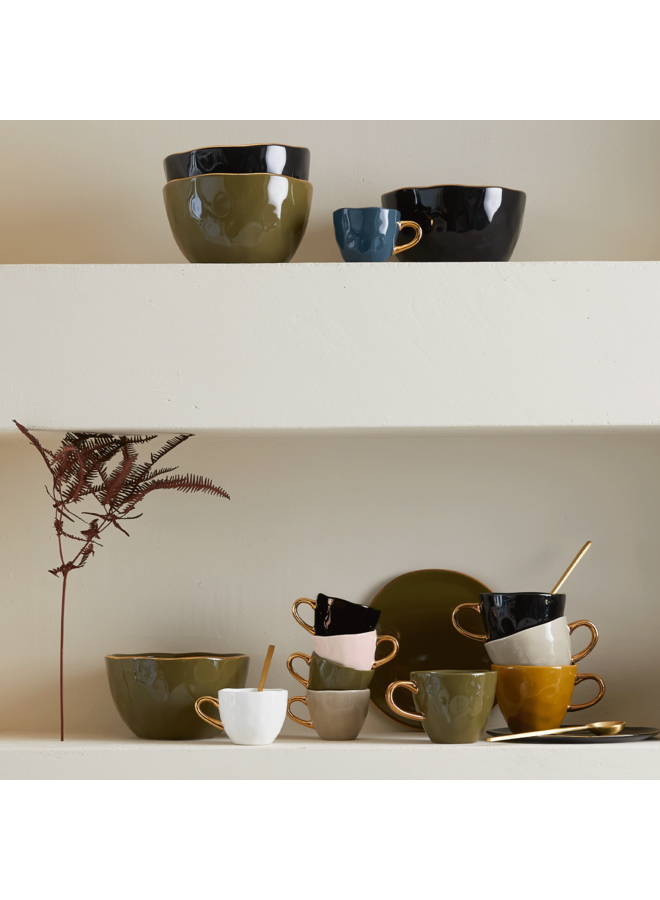 Good Morning cup coffee amber green