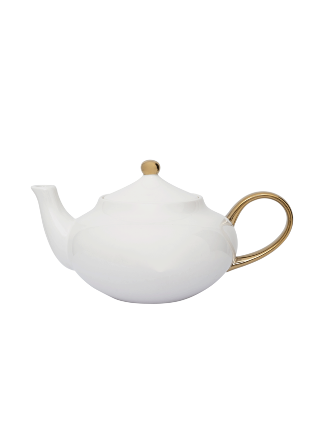 Good Morning Tea pot white and gold