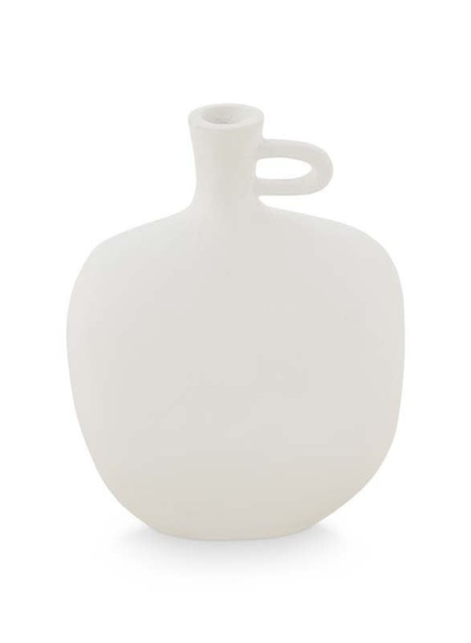 Ecomix Decorative Sculpture Vase Egg with Handle Matt White 16.5x9x22cm