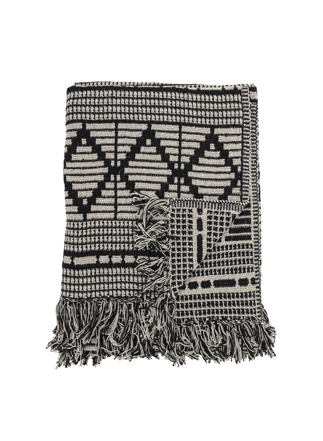 Gutte throw black,recycled cotton