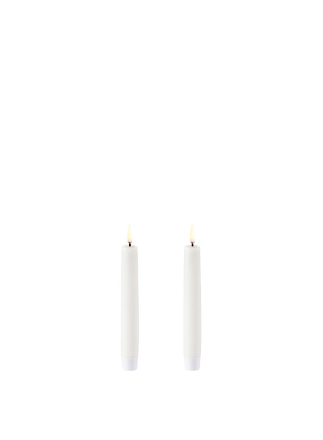 LED taper candle, Nordic white, Smooth, 2- pack, 2,3x15 cm