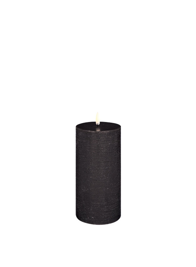LED pillar candle, Forest black, Rustic, 7,8x15