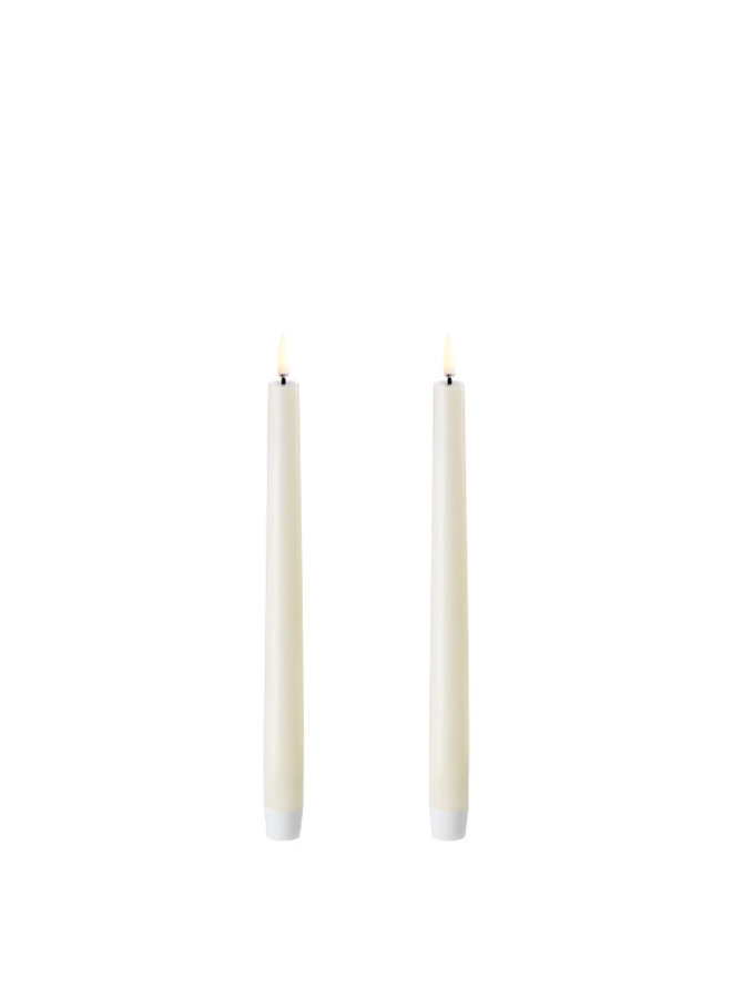 LED taper candle, Ivory, Smooth, 2-pack, 2,3x25 cm