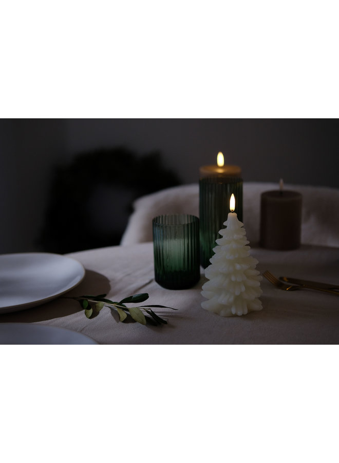 LED candle Christmas tree, Nordic white, Smooth, 11x18 cm