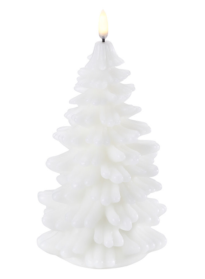 LED candle Christmas tree, Nordic white, Smooth, 11x18 cm