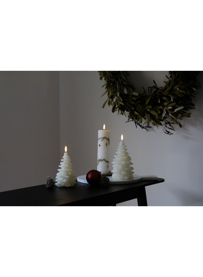 LED candle Christmas tree, Nordic white, Smooth, 11x18 cm