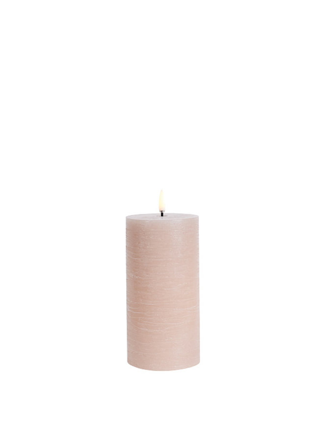 LED pillar candle, Beige, Rustic, 7,8x15 cm