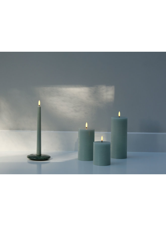 LED pillar candle, Dusty green, Rustic, 7,8x10 cm
