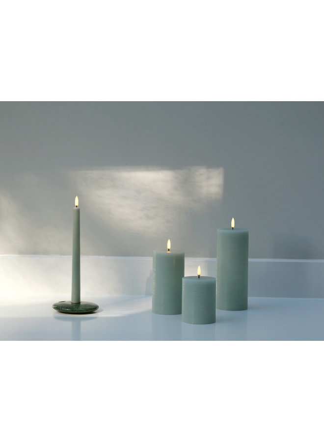 LED pillar candle, Dusty green, Rustic, 7,8x20 cm