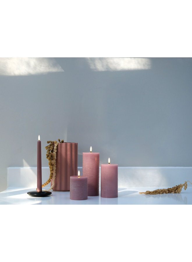 LED pillar candle, Dusty rose, Rustic, 7,8x15 cm