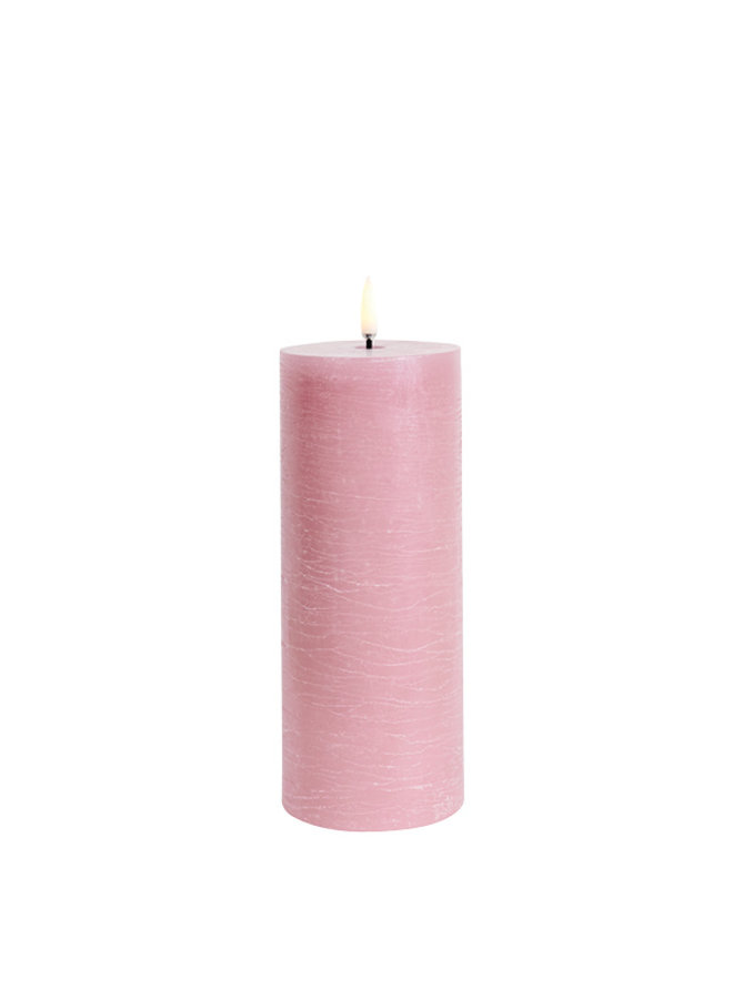 LED pillar candle, Dusty rose, Rustic, 7,8x20 cm