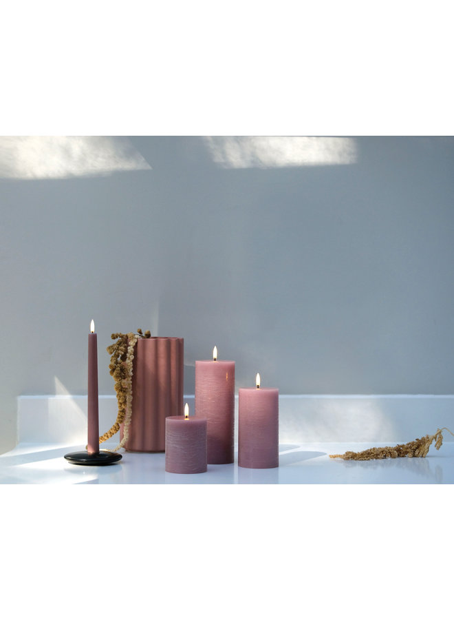 LED taper candle, Dusty rose, Smooth, 2-pack, 2,3x25 cm