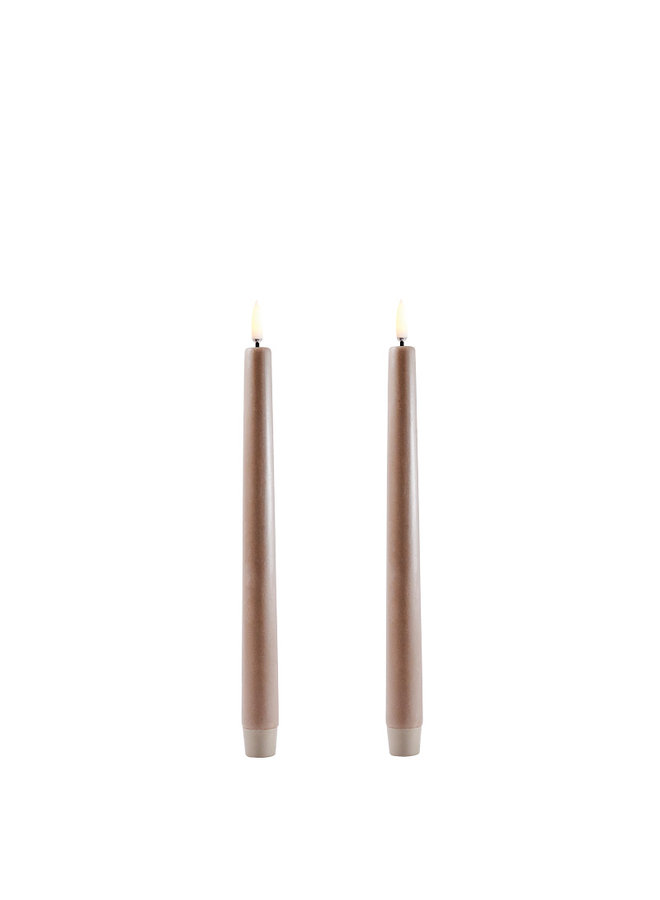 LED taper candle, Sandstone, Smooth, 2-pack, 2,3x25 cm