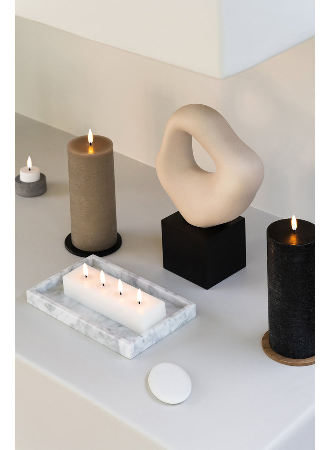 Quatrro block candle Nordic white