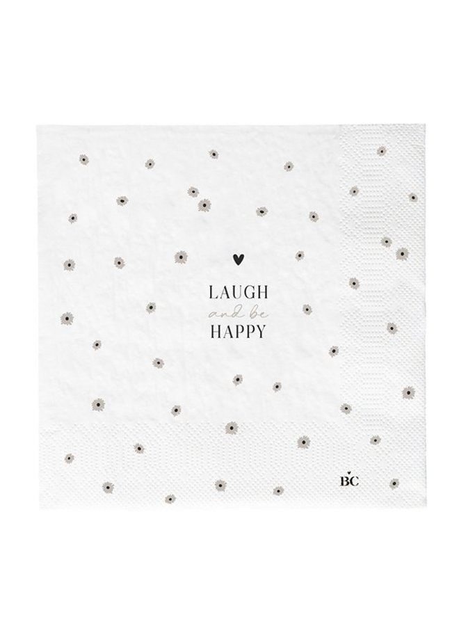 Napkin White/Laugh and be Happy