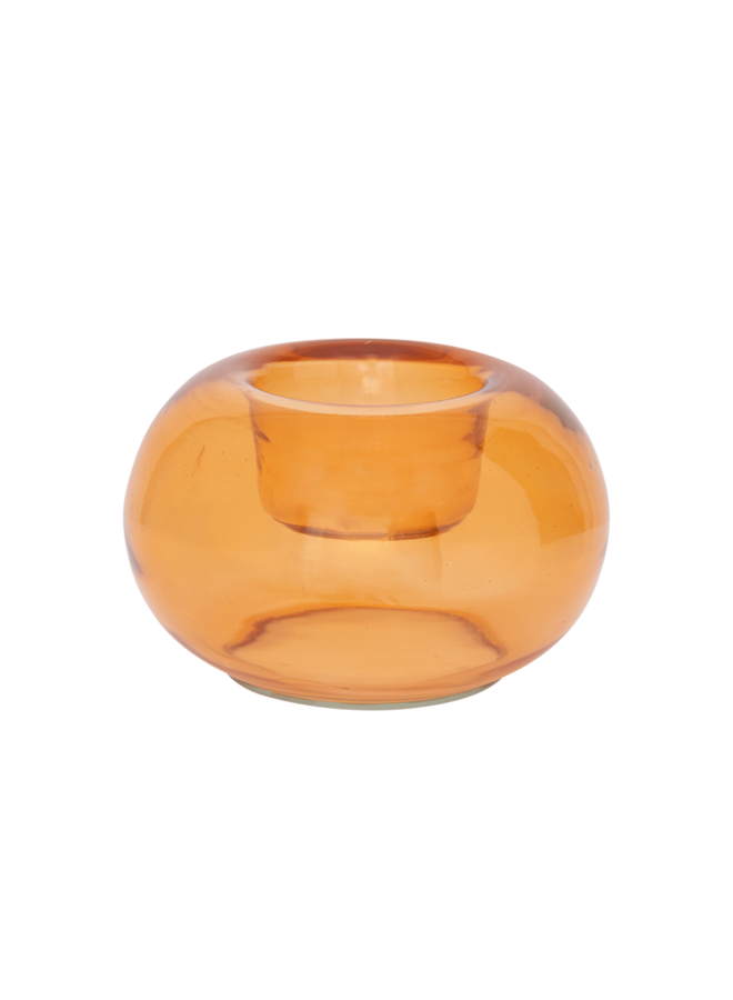 Tealight holder recycled glass Bubble, Apricot nectar