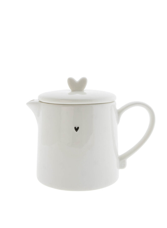 Teapot White with little heart Bastion Collections