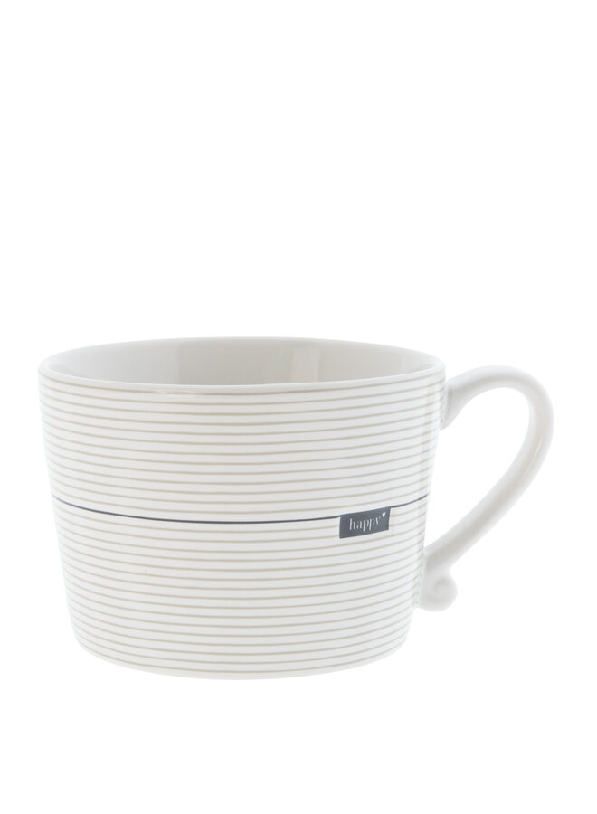Cup White /Stripes titane Happy 10x8x7cm