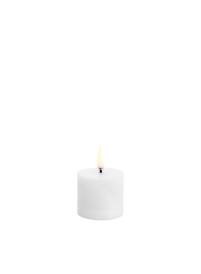 Led pillar melted candle, nordic white, smooth, 5x4,5cm